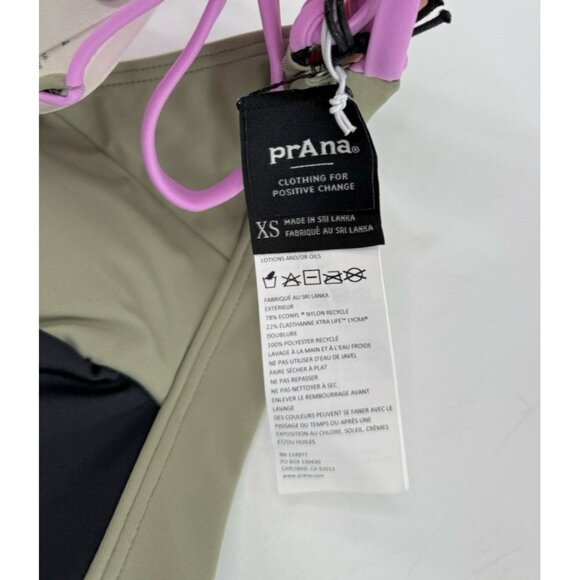NWT prAna Tulum Bikini Top Black Color Block Green Black Lilac XS Beach‎ Boho - Picture 6 of 6